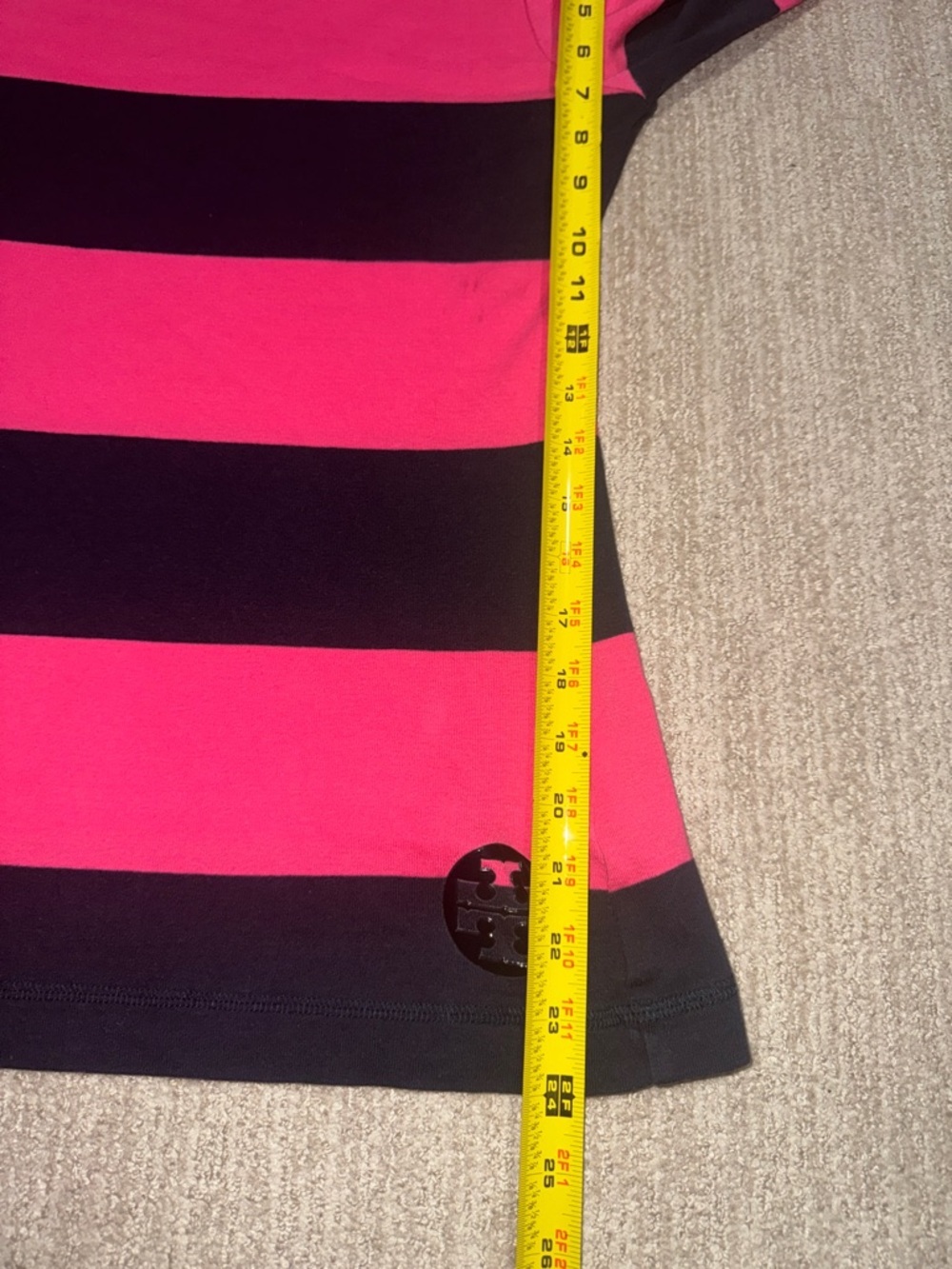 Tory Burch Womens Size S Pima Cotton Striped Pink/Navy Blue Boatneck Top - Picture 8 of 10